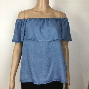 7 for all mankind off-shoulder denim top XS (0-2) NWTOT (w530)